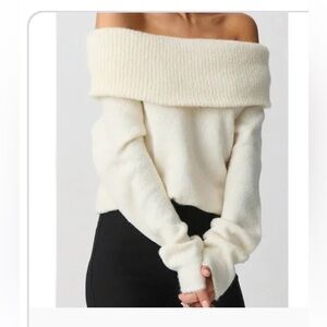 SHEIN Off-Shoulder Cream Sweater